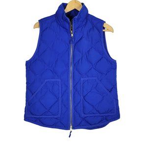 J.Crew Women's Down/Waterfowl Feathers Quilted Royal Blue Puffer Vest Size M